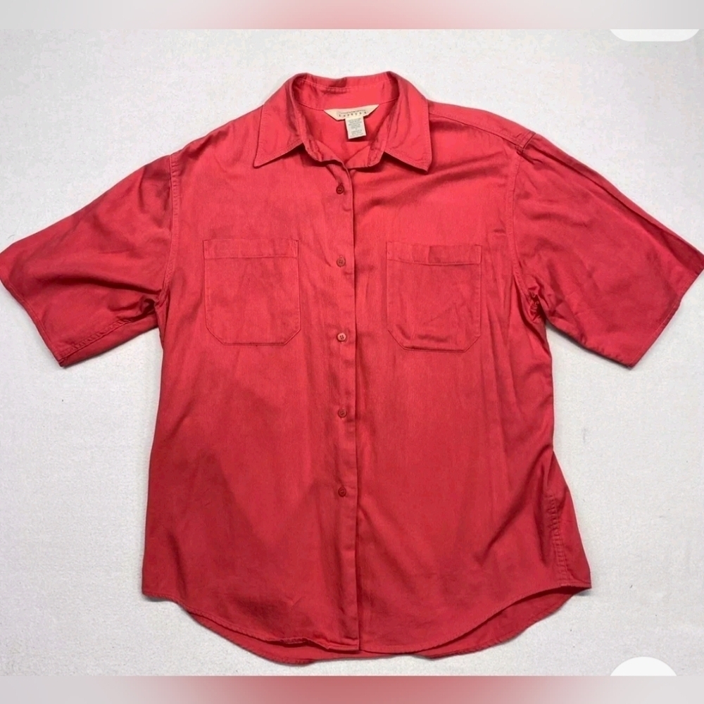EXPRESS Compagnie Internationale Shirt Sleeve button-down Shirt 100% Silk M - Picture 1 of 14